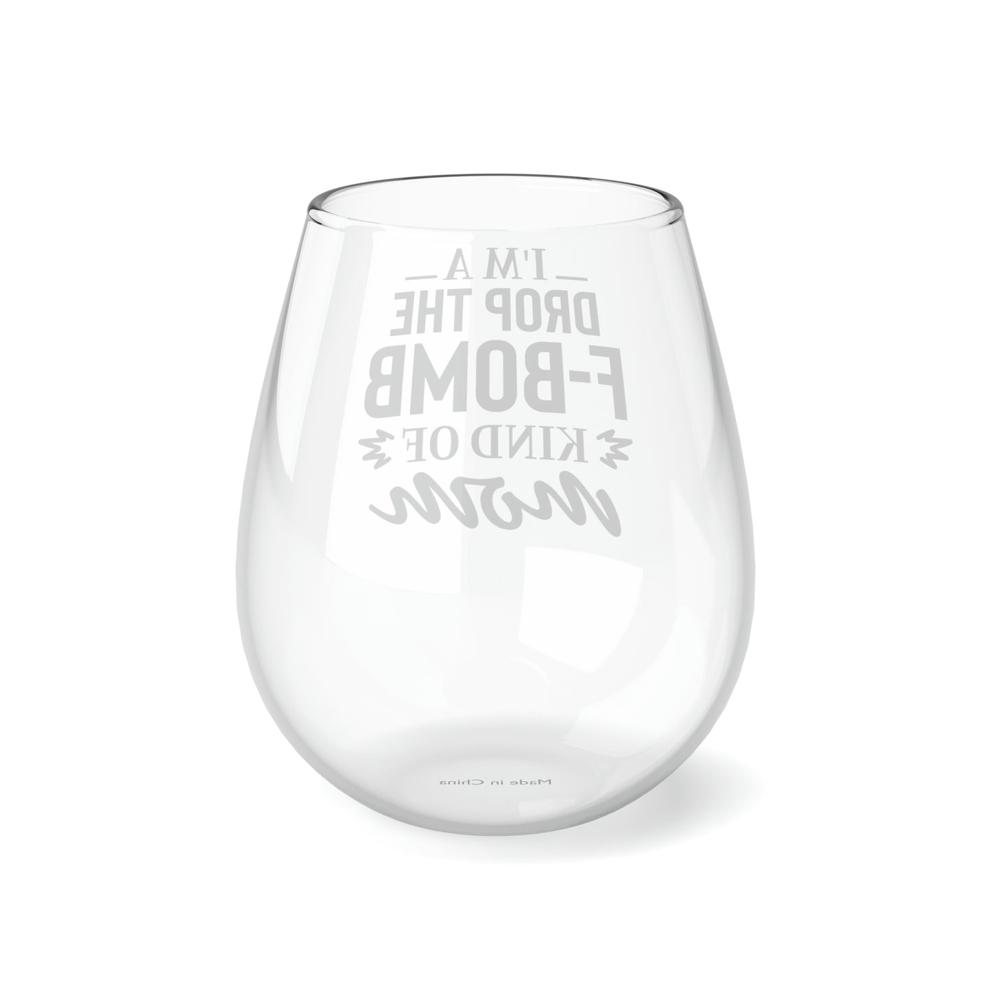 F BOMB MOM Stemless Wine Glass, 11.75oz