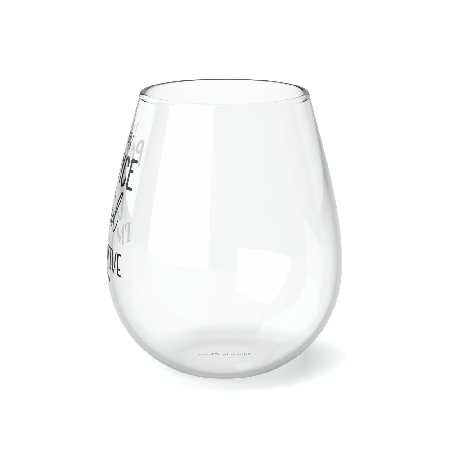 PATIENCE TESTED NEGATIVE Stemless Wine Glass, 11.75oz